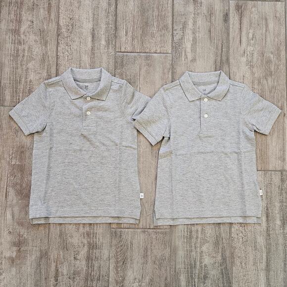 Gap Kids Polo Shirt Lot of 2 Boys XS Gray Uniform Short Sleeve School Basics - Picture 1 of 7